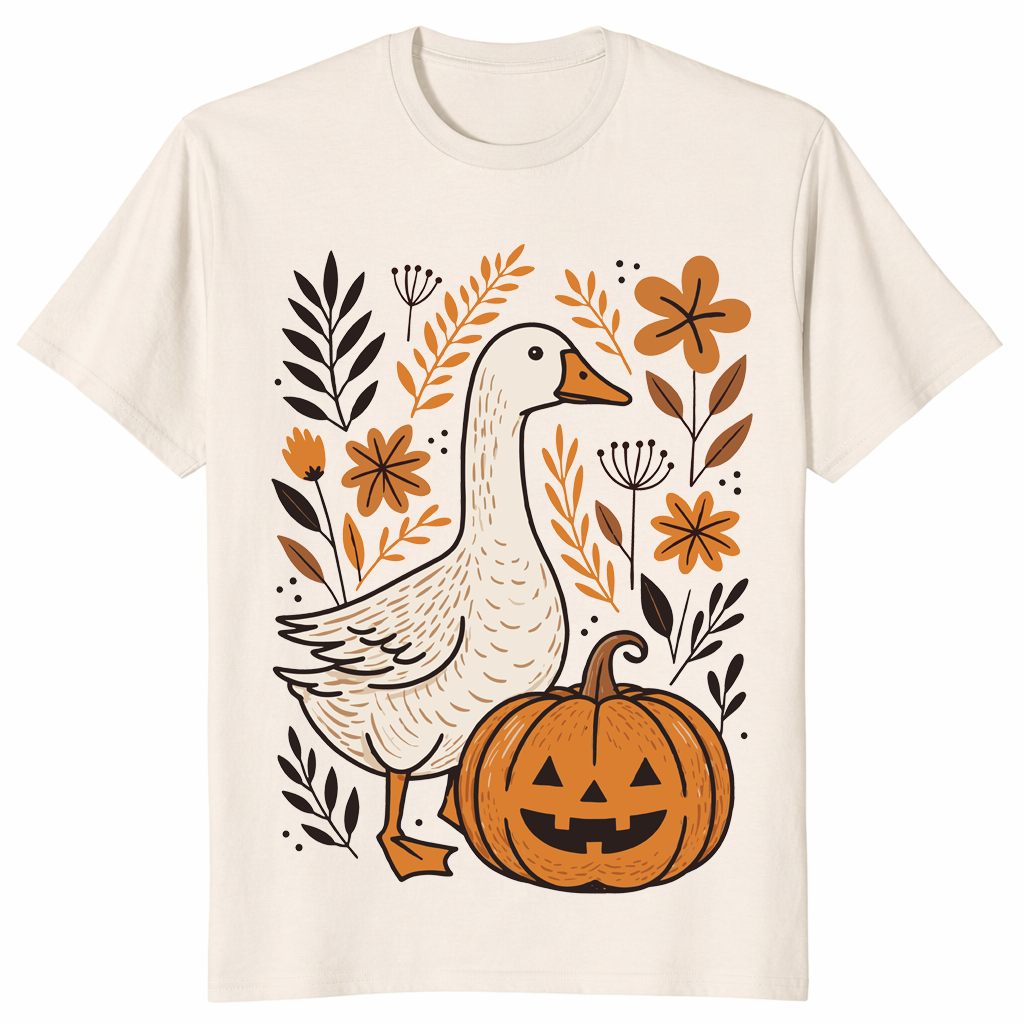 Halloween goose floral shirt natural