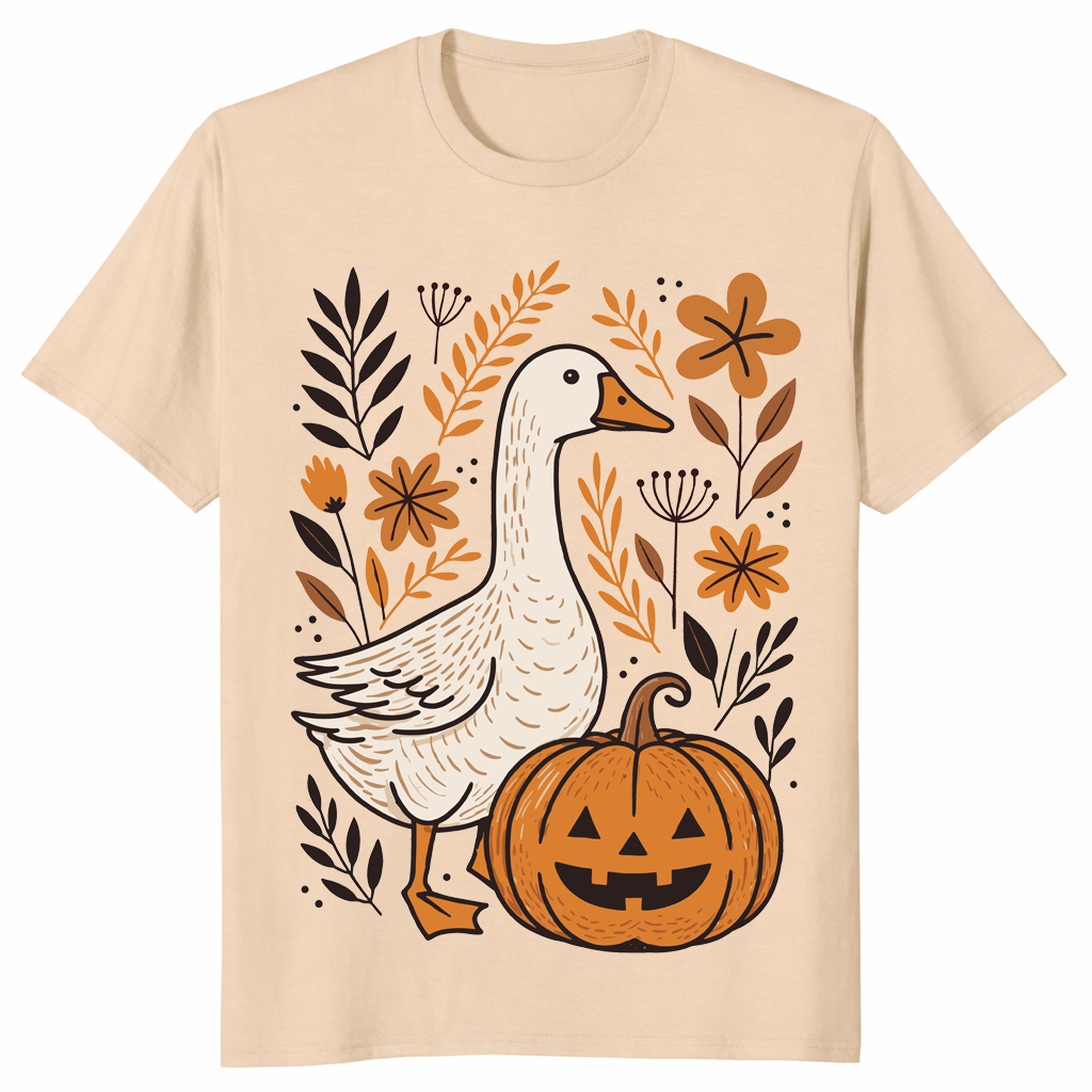 Halloween goose floral shirt sand