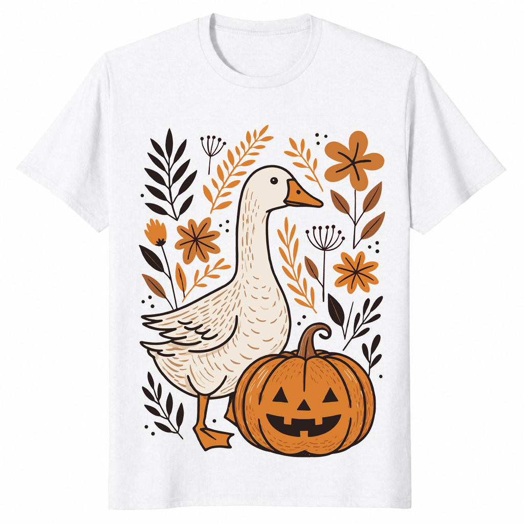 Halloween goose floral shirt white