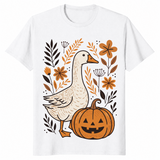 Halloween goose floral shirt white