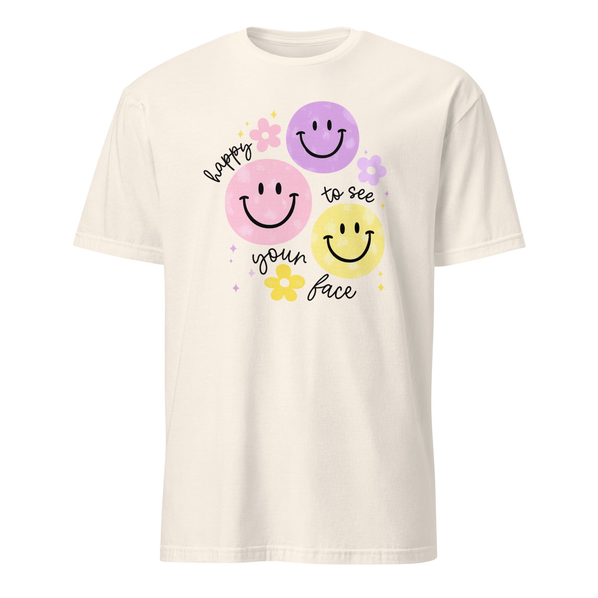 Cuccico Happy To See Your Face Shirt in Natural – Stylish Teacher Shirt for Back To School
