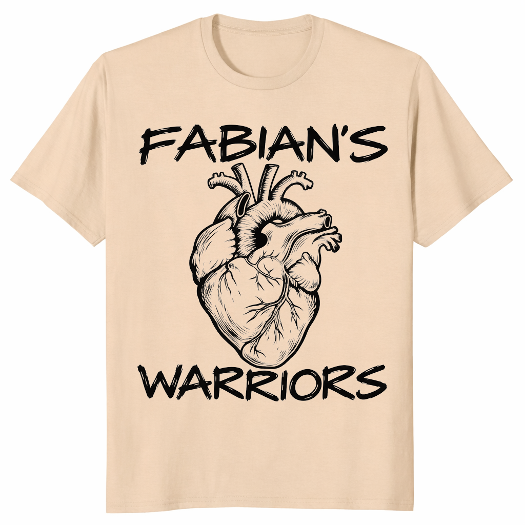 Heart warrior shirt in ice grey with Fabian's Warriors anatomical heart design