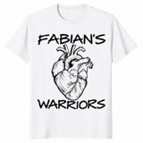 Heart warrior shirt in white with Fabian's Warriors anatomical heart design