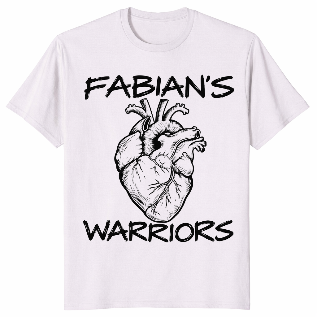 Heart warrior shirt in ice grey with Fabian's Warriors anatomical heart design