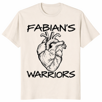 Heart warrior shirt in natural with Fabian's Warriors anatomical heart design