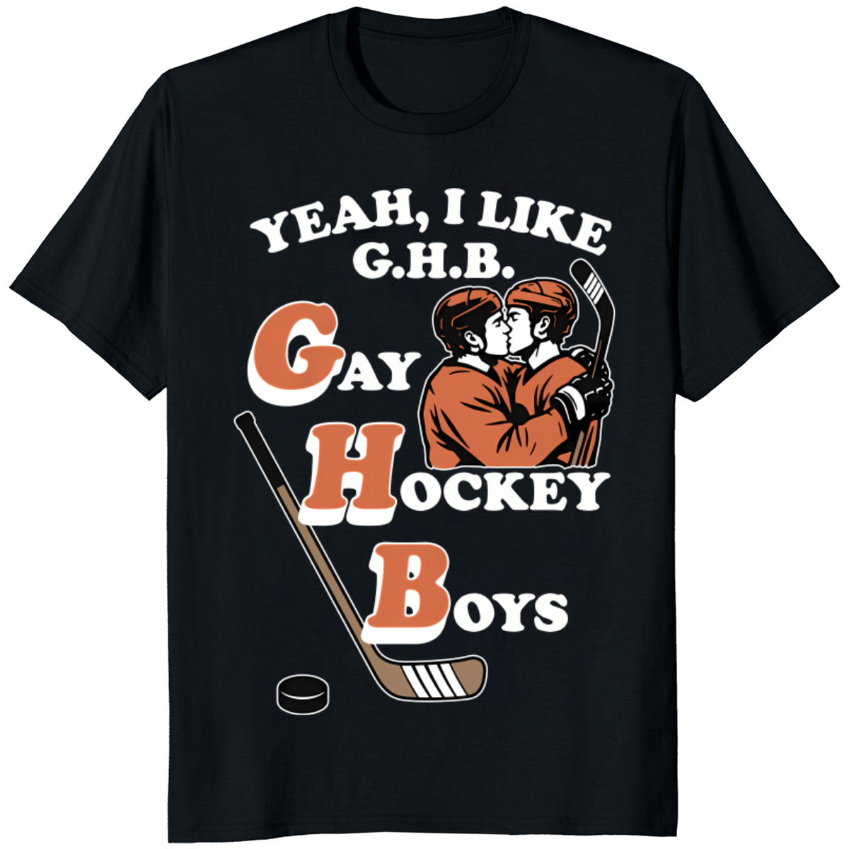Heated Rivalry MM Hockey Romance T-Shirt featuring “Yeah I Like GHB” design by Cuccico