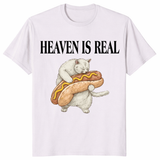 Heaven Is Real Hot Dog T Shirt on ice grey for cat lover food humor graphic tee