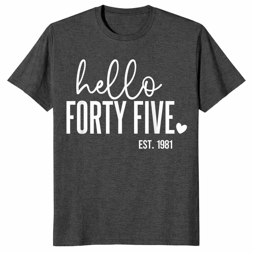 Hello forty five shirt in dark heather grey