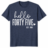 Hello forty five shirt in heather navy
