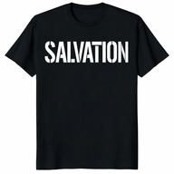 Henry Cavill Salvation T Shirt in black with bold white SALVATION text