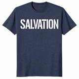 Heather navy Henry Cavill Salvation Tshirt with clean statement design