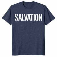 Heather navy Henry Cavill Salvation Tshirt with clean statement design