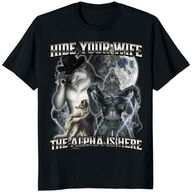 Hide Your Wife The Alpha Is Here T-Shirt – Funny Graphic Tee by Cuccico | Cuccico