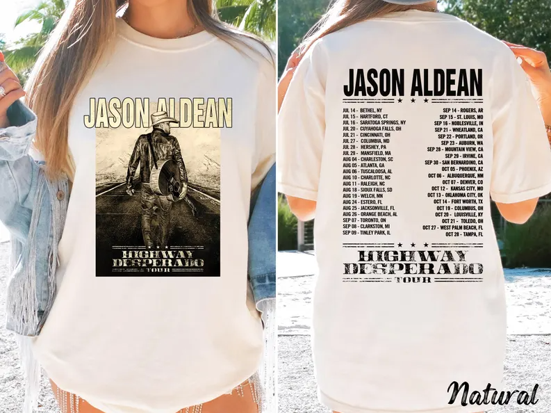 Highway Desperado Tour T-Shirt in Natural featuring Jason Aldean by Cuccico