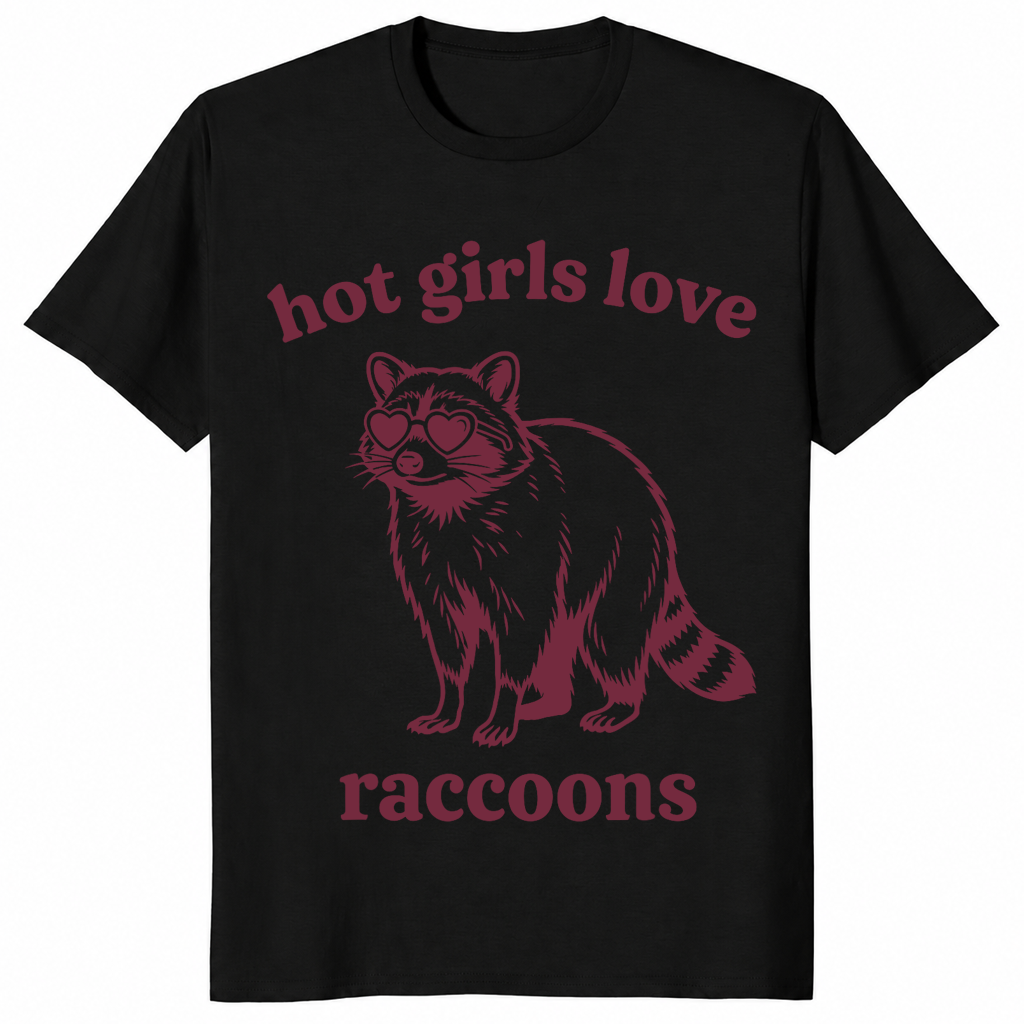 Hot girls love raccoons shirt in black