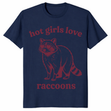 Hot girls love raccoons shirt in navy