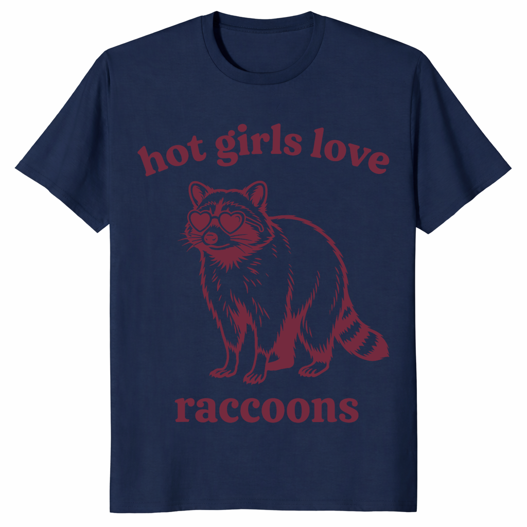 Hot girls love raccoons shirt in navy