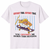 Hotdog cat skater shirt in ice grey