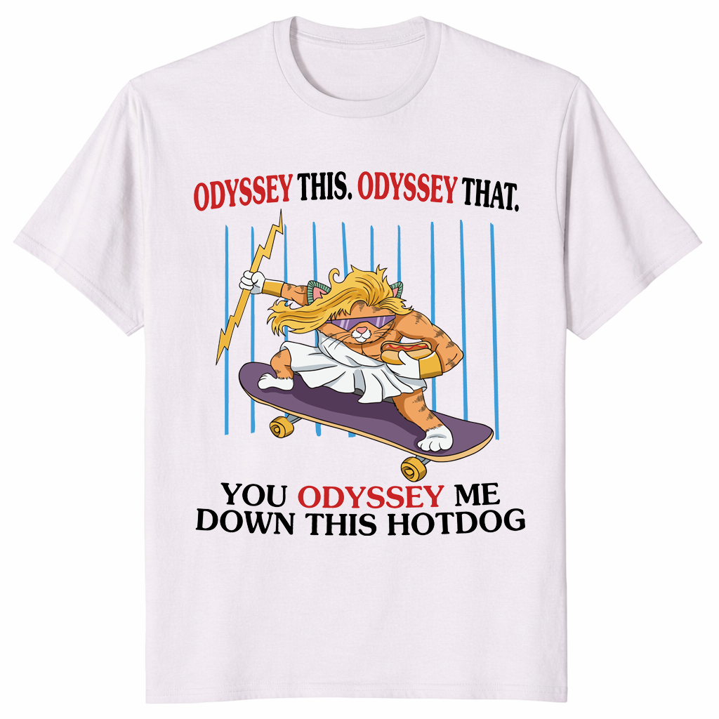 Hotdog cat skater shirt in ice grey