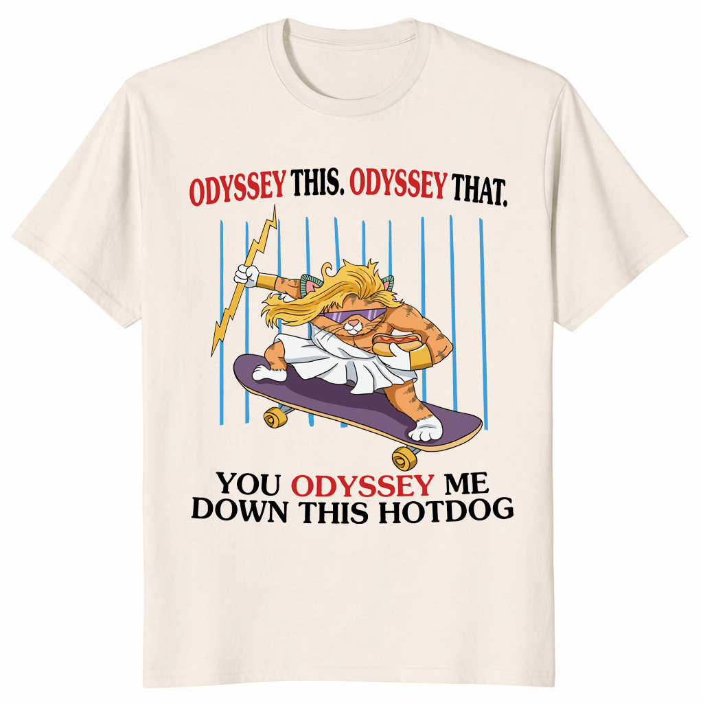 Hotdog cat skater shirt in natural