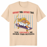 Hotdog cat skater shirt in sand