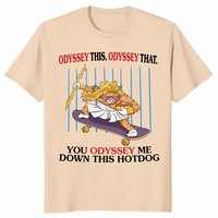 Hotdog cat skater shirt in sand
