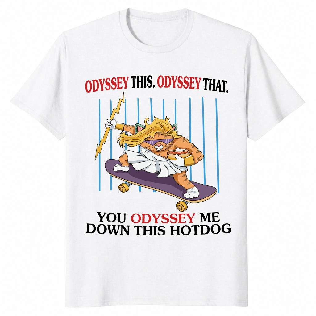 Hotdog cat skater shirt in white