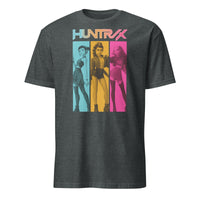Huntrix Girls Shirt in dark heather featuring Rumi, Mira, and Zoey K-pop Demon Hunters design