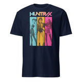 Huntrix Girls Shirt in navy featuring Rumi, Mira, and Zoey K-pop Demon Hunters design