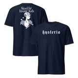 Navy Hysteria Skool For Insane Kids shirt with alternative gothic style artwork