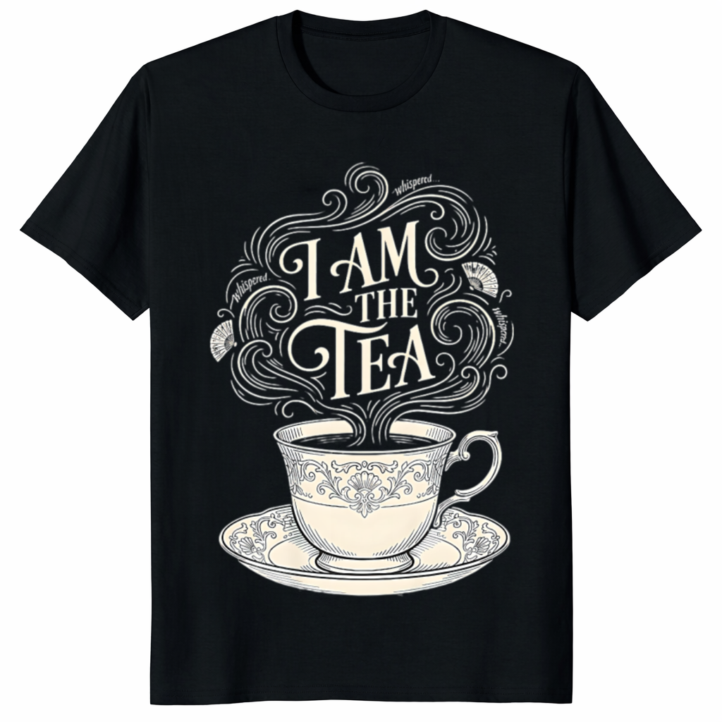 I am the tea shirt design featuring spilling the tea shirt humor and funny tea t shirt style