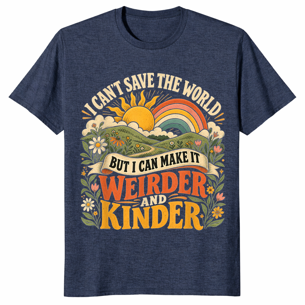 I can't save the world shirt heather navy