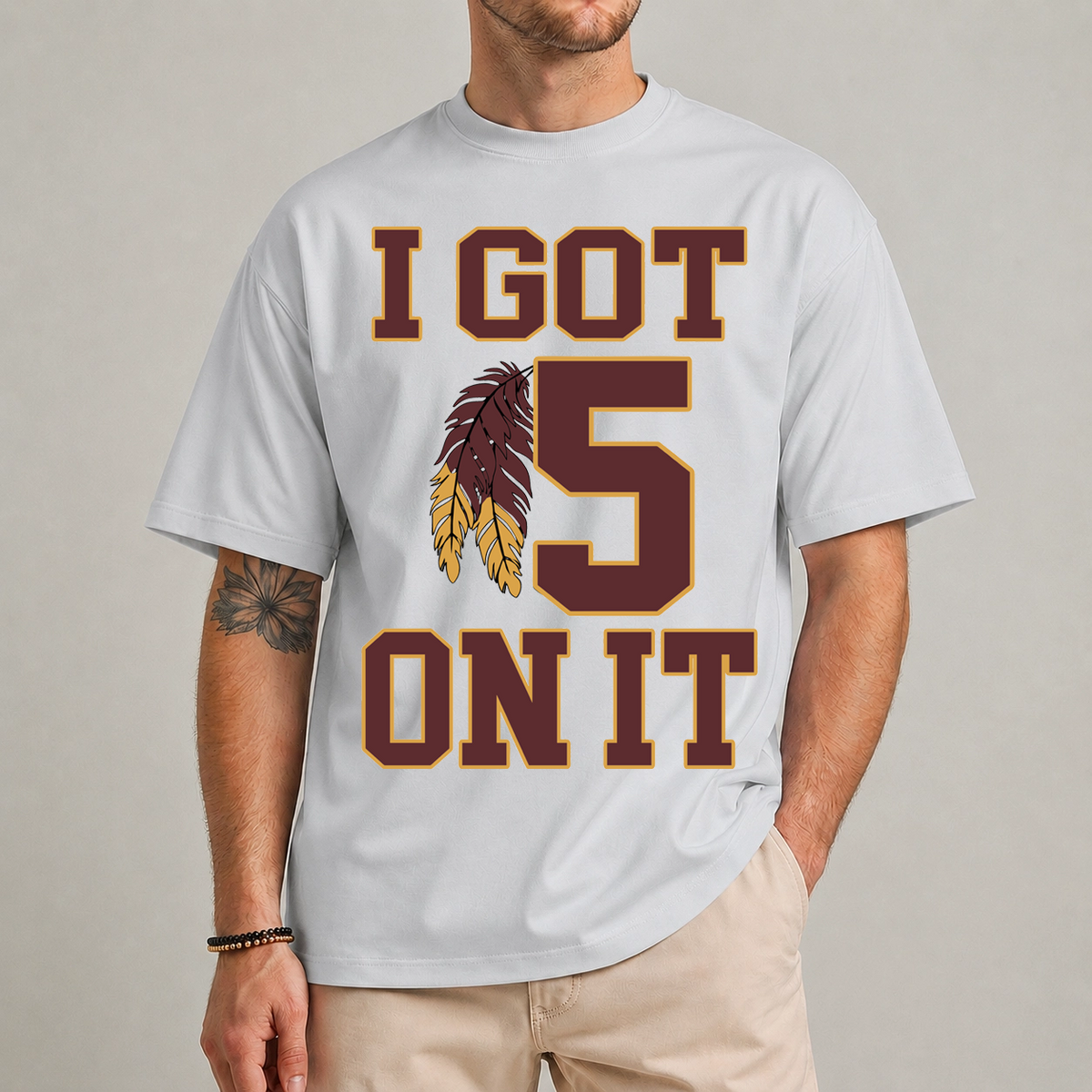 I Got 5 On It football t shirt ice grey – football fan gift