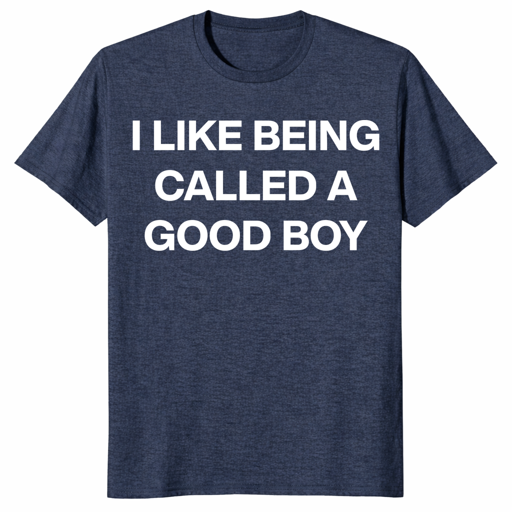 Novelty gift tee featuring I Like Being Called A Good Boy slogan