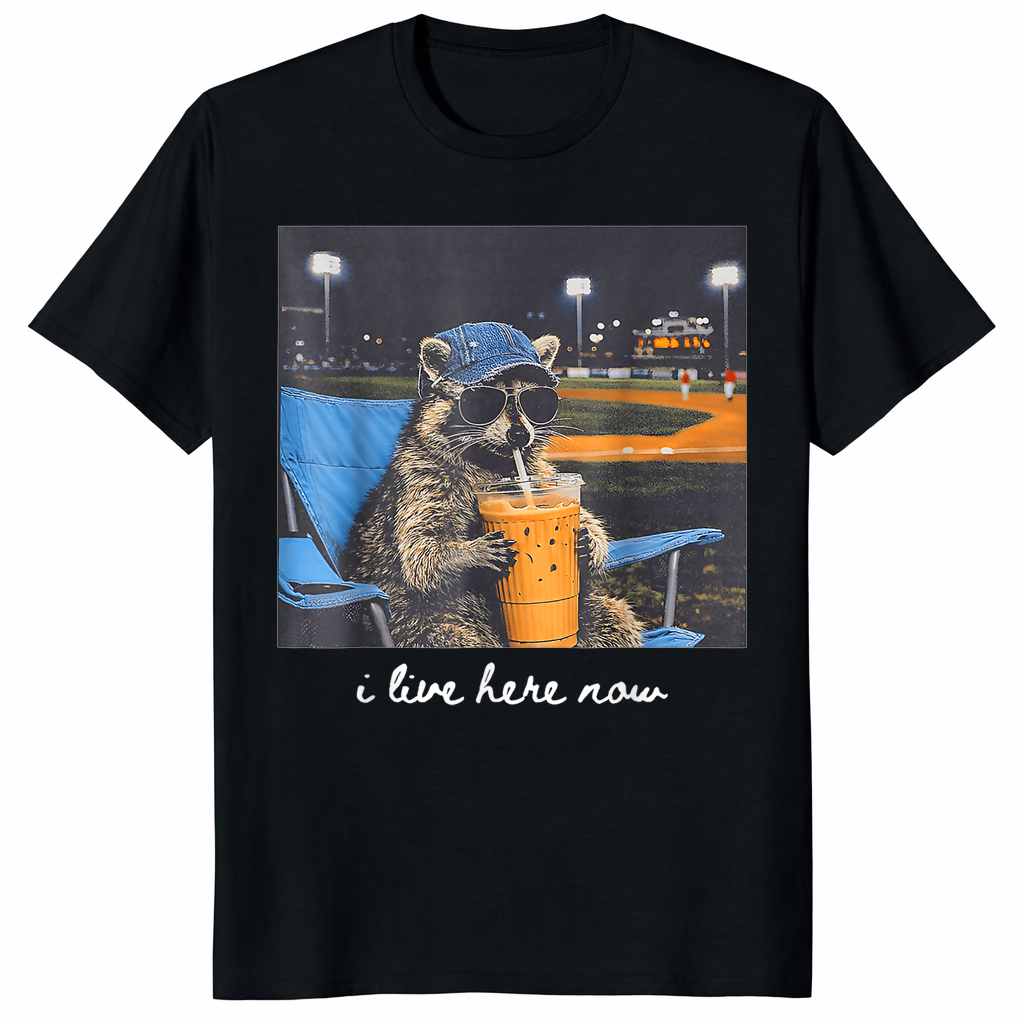 I Live Here Now Raccoon Shirt trending design shirt