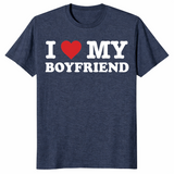 I Love My Boyfriend shirt heather navy