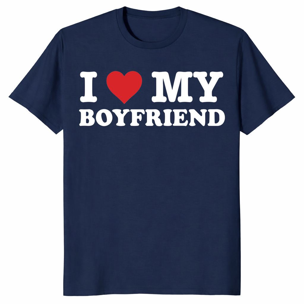 I Love My Boyfriend shirt in navy