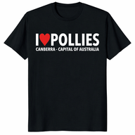 I Love Pollies Canberra Capital Australia T Shirt with bold heart design
