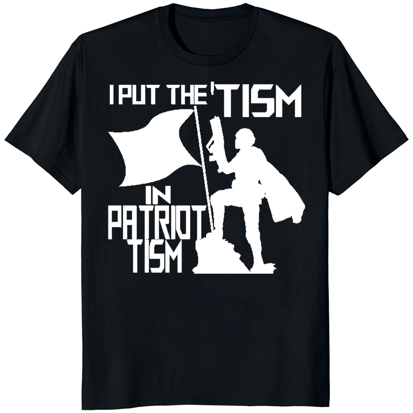 Black I Put the Tism in Patriotism shirt by Cuccico, funny autism awareness patriotic tee