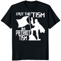 Black I Put the Tism in Patriotism shirt by Cuccico, funny autism awareness patriotic tee