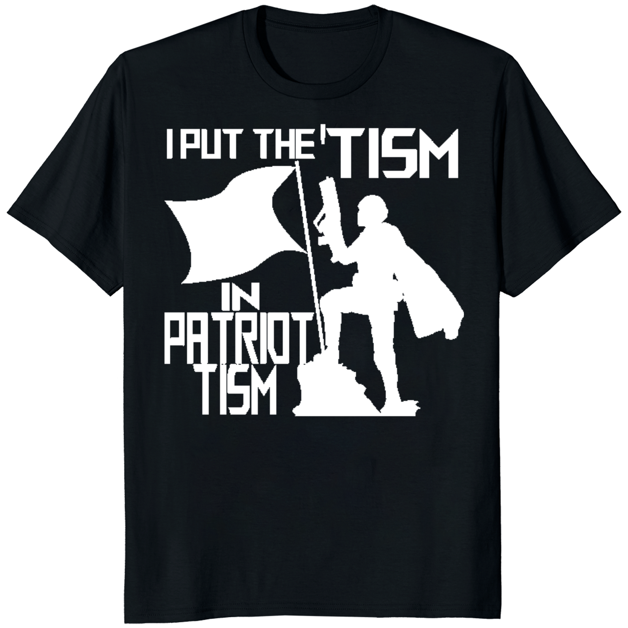 Black I Put the Tism in Patriotism shirt by Cuccico, funny autism awareness patriotic tee