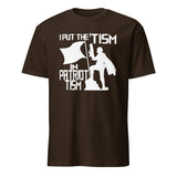 Dark chocolate I Put the Tism in Patriotism shirt by Cuccico, autism pride patriotic tee