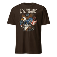 I Put The Tism in Patriotism Shirt in dark chocolate by Cuccico – autism pride patriotic humor tee