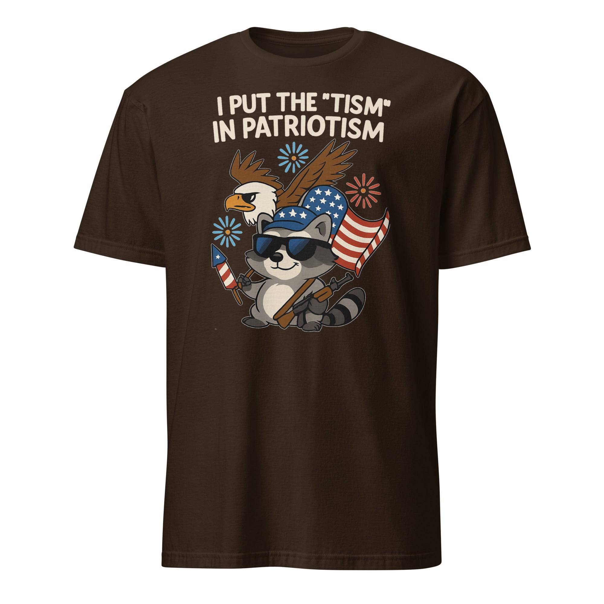 I Put The Tism in Patriotism Shirt in dark chocolate by Cuccico – autism pride patriotic humor tee