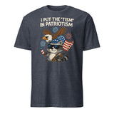 I Put The Tism in Patriotism Shirt in heather navy by Cuccico – autism acceptance funny patriotic tee