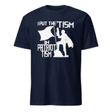 Navy I Put the Tism in Patriotism shirt by Cuccico, autism acceptance neurodivergent t-shirt