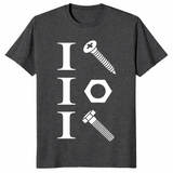 I screw I nut I bolt mechanic shirt dark heather grey