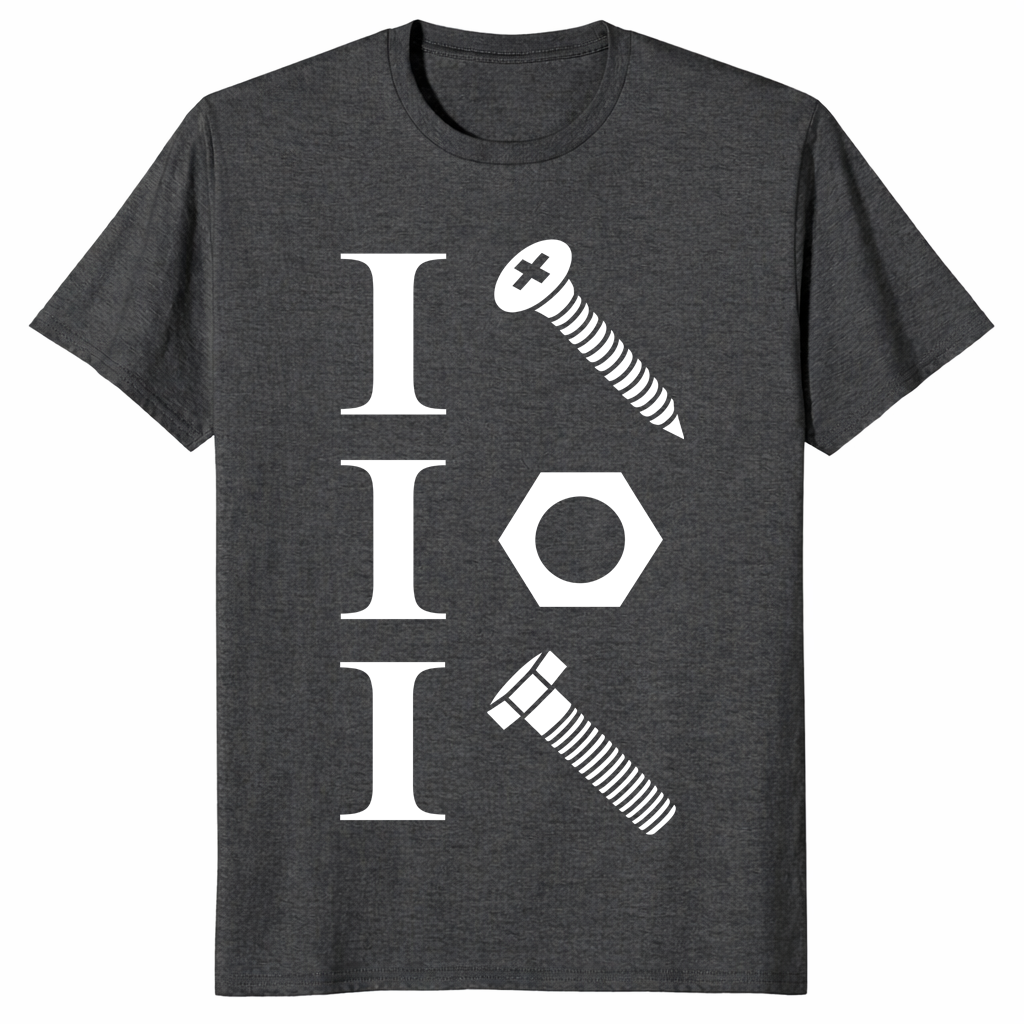 I screw I nut I bolt mechanic shirt dark heather grey