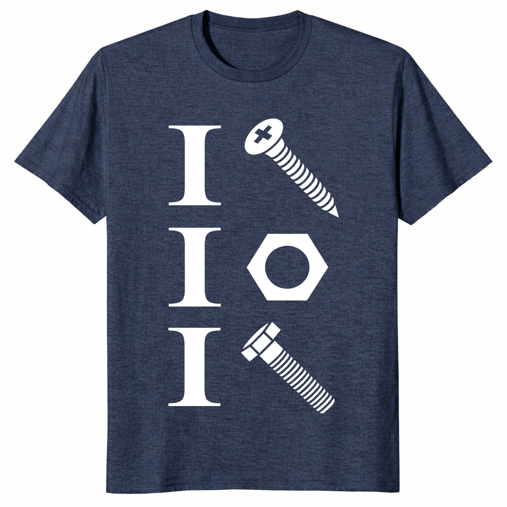 I screw I nut I bolt mechanic shirt heather navy