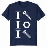 I screw I nut I bolt mechanic shirt navy